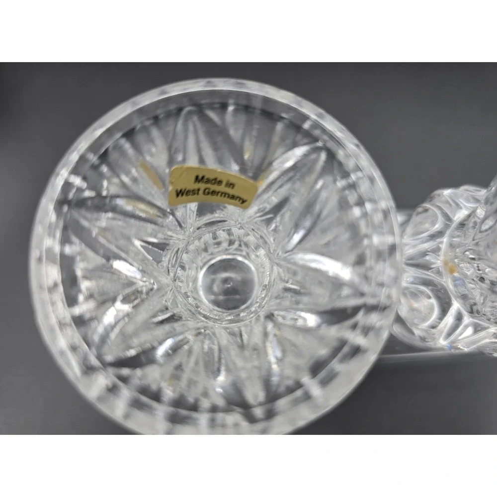 Set Of 2‎ VINTAGE PRESSED GLASS CLEAR DIAMOND CUT TOOTHPICK HOLDERS